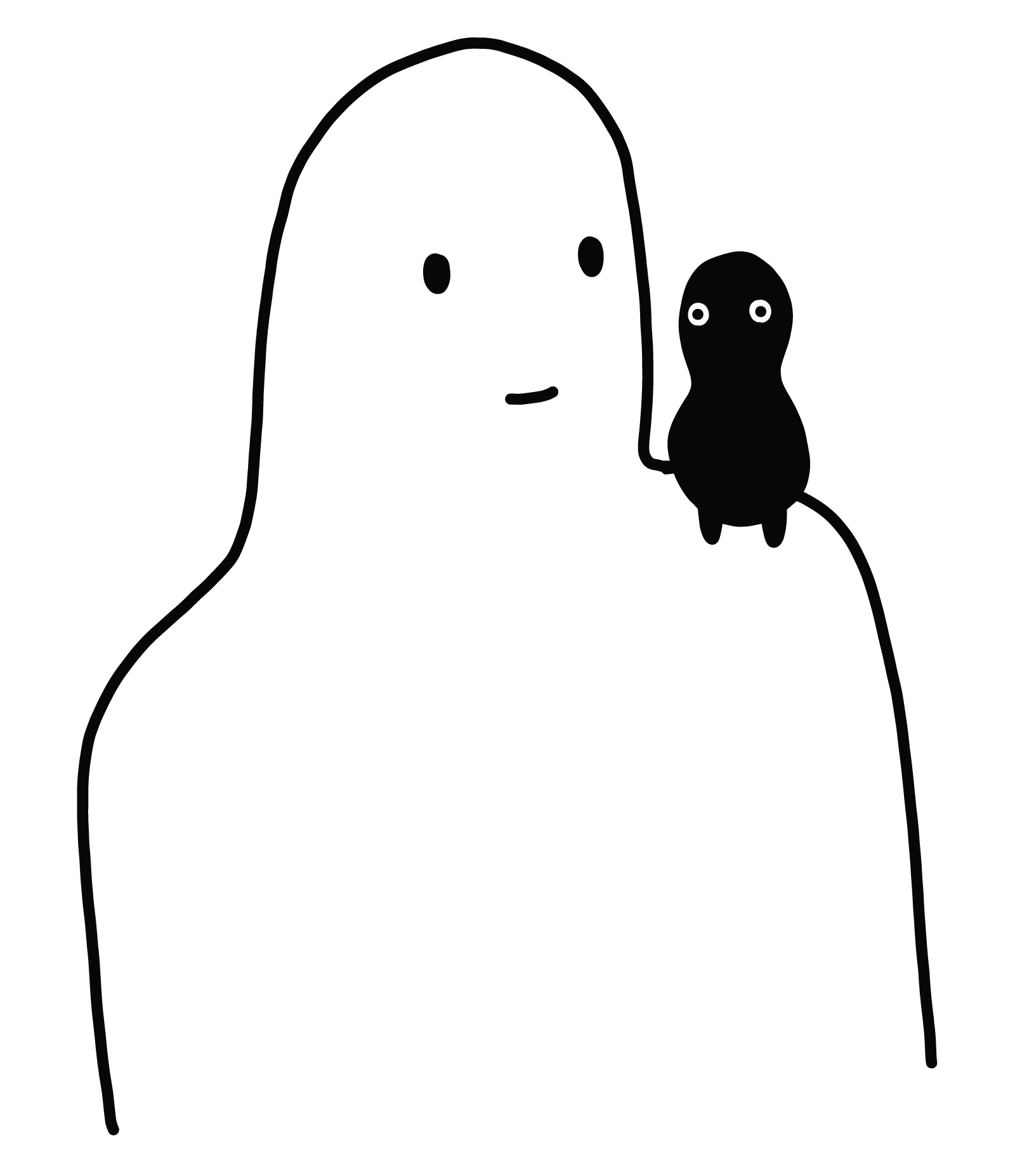 Little mood sitting on a person's shoulder