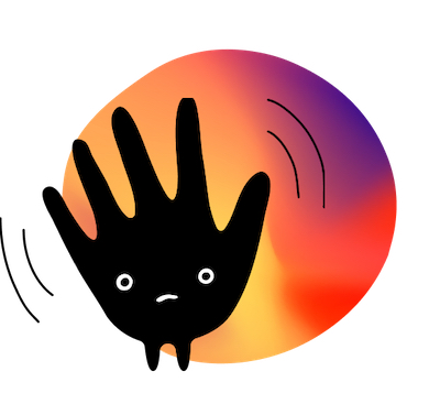 Hand-shaped Mood in front of painted blob